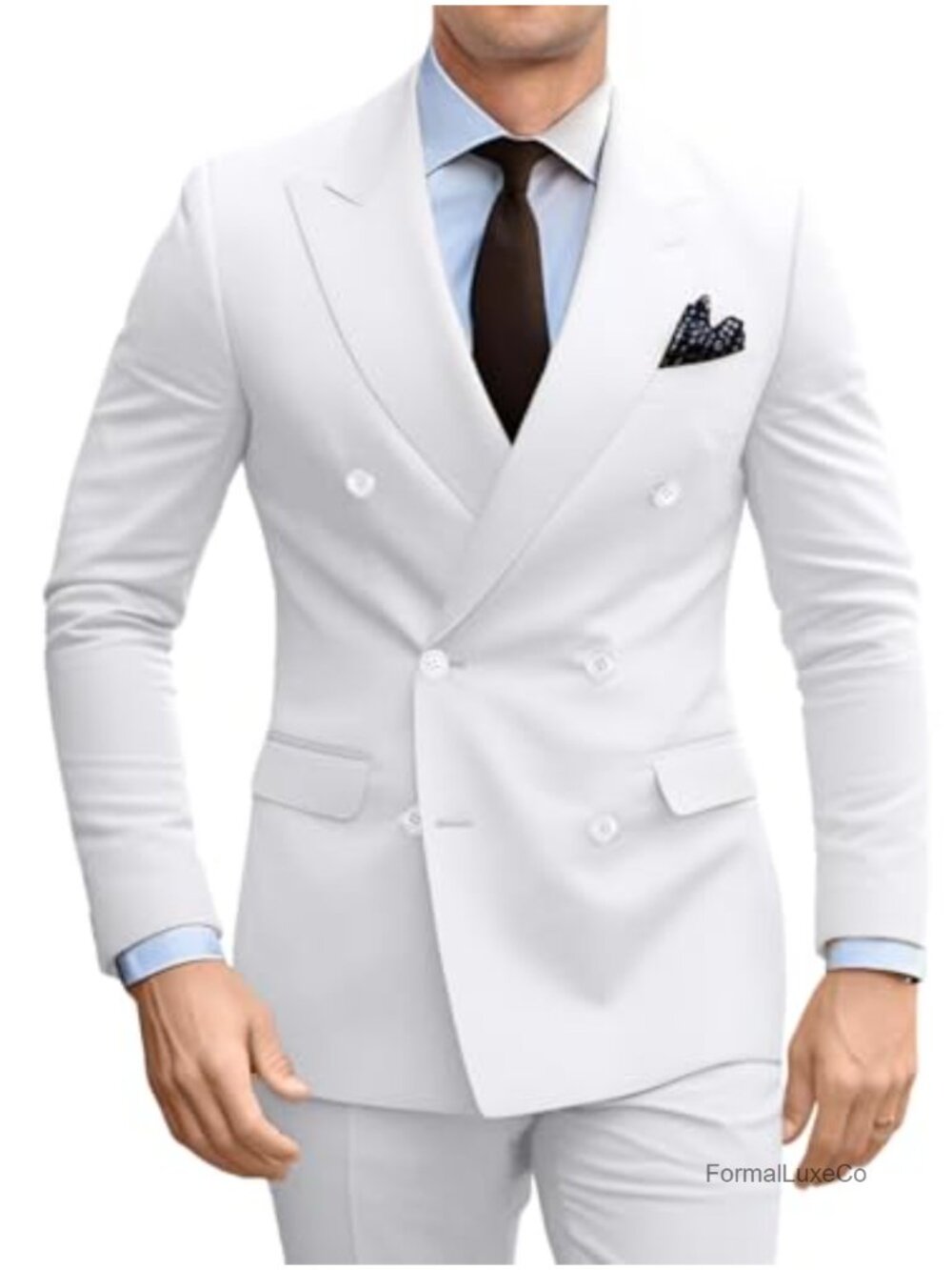 Men's Double Breasted Slim Fit 2 Piece Suit Set - Prom, Wedding, Business Formal